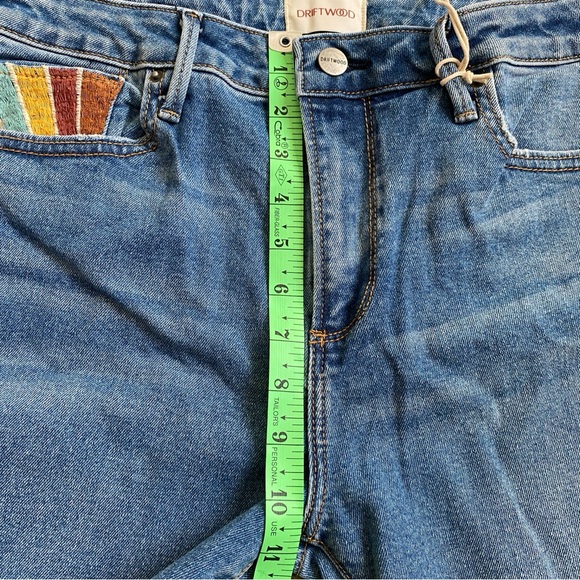 DRIFTWOOD Blue Flare Jeans with Multicolor Sunburst Waist - Picture 8 of 15